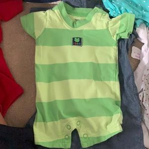 Newborn striped one piece button up